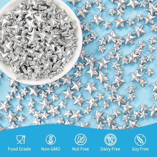 Edible Star Sprinkles (Silver Star)