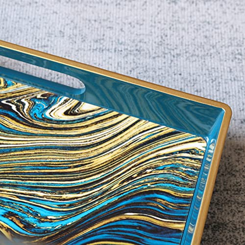 Serving Tray Marble Decorative Tray Plastic Rectangular Coffee Table Tray for Living Room (Lj03re)