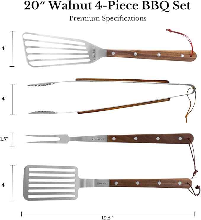 Lamson Premier 20" Walnut 4-Piece Deluxe BBQ Set