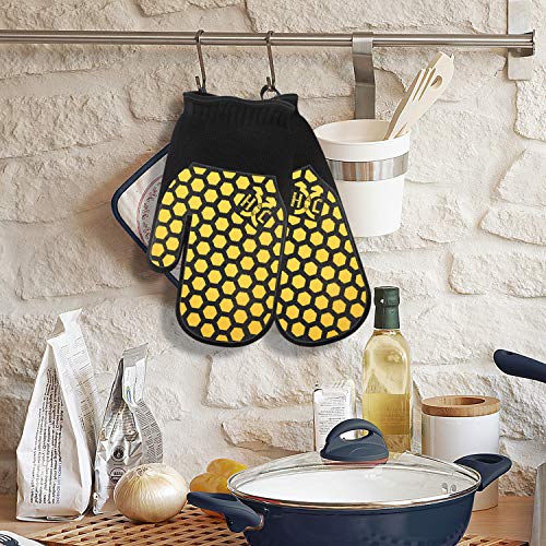 Heat Resistant Oven Glove (Black/Yellow / Mitten)