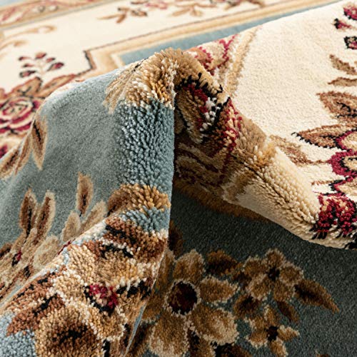 Timeless Collection Le Petit Palais Light Blue 5' Foot Round Luxurious Traditional French Medallion Oriental Area Rug Perfect fLiving Room Bedroom Dining Room Easy (5'3" (Round) / Light Blue)