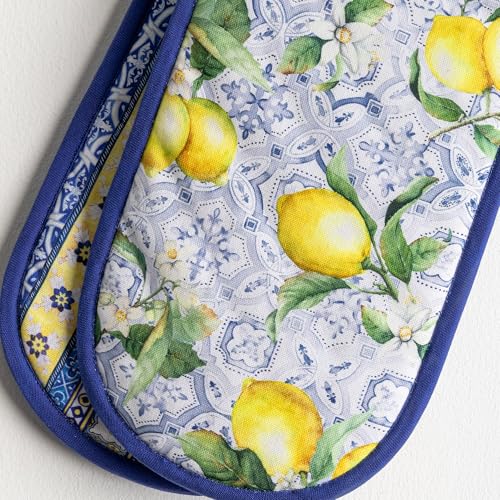 Double Oven Mitts 100% Cotton Double Oven Glove (030 - Citrus / 7" x 35" (Double Oven Mitt))