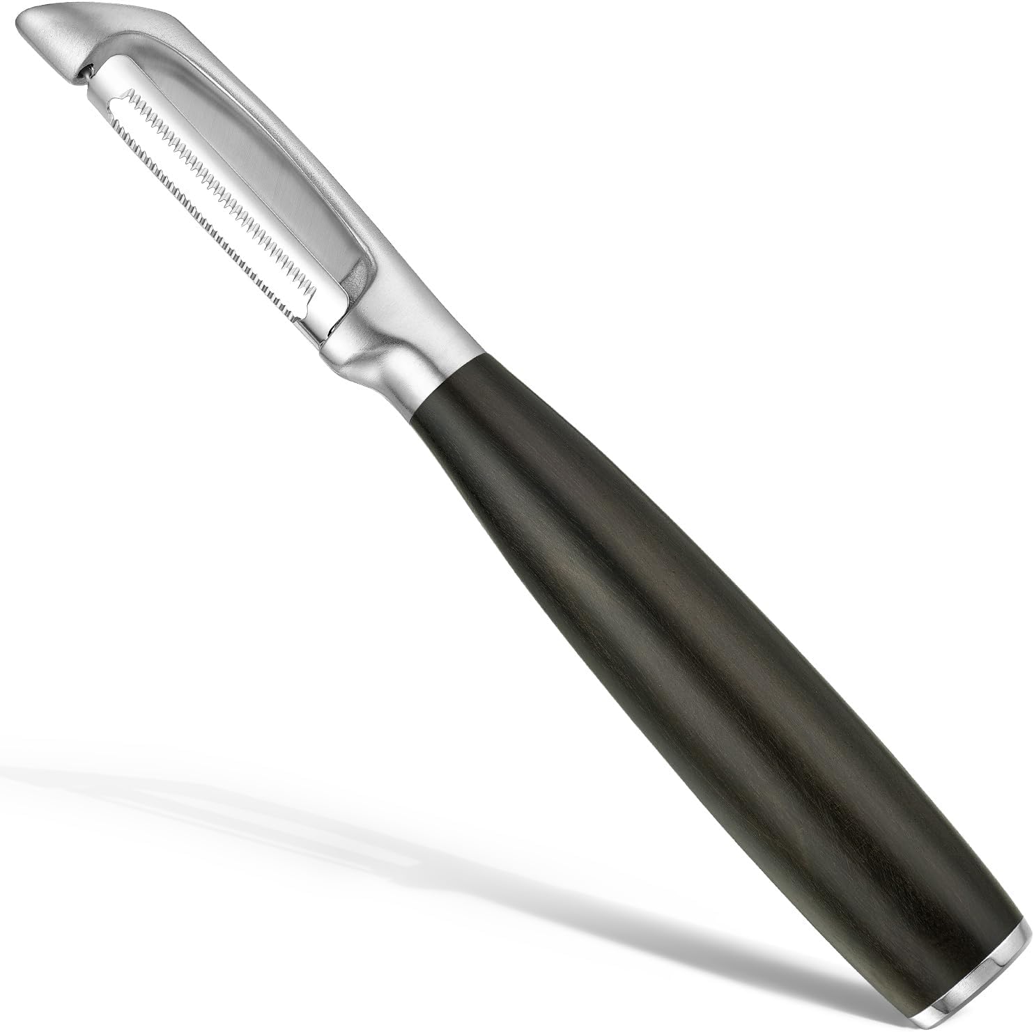 Serrated Blade Premium I Type 304 Stainless Steel Multifunctional Kitchen Peeler Real Wood Handle Ultra Sharp Blade Vegetable Potato Apple（Agarwood） - HomeSpice