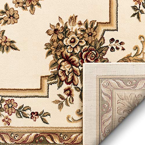 Pastoral Medallion Ivory French European Formal Traditional (5'3" x 7'3" (Rectangular) / Ivory)