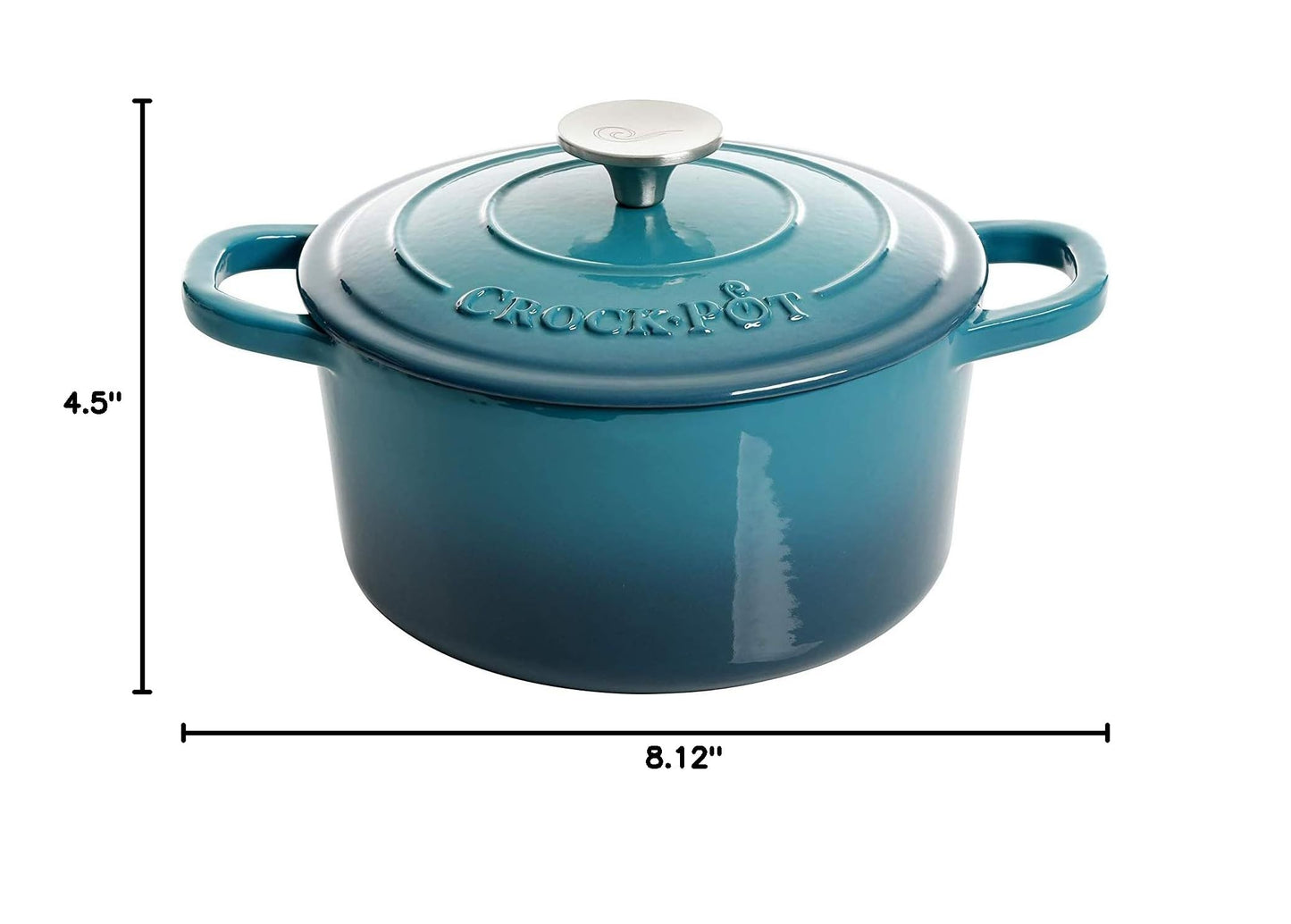 Artisan 3 Quart Round Enameled Cast Iron Dutch Oven (Teal Ombre / 3-Quart)