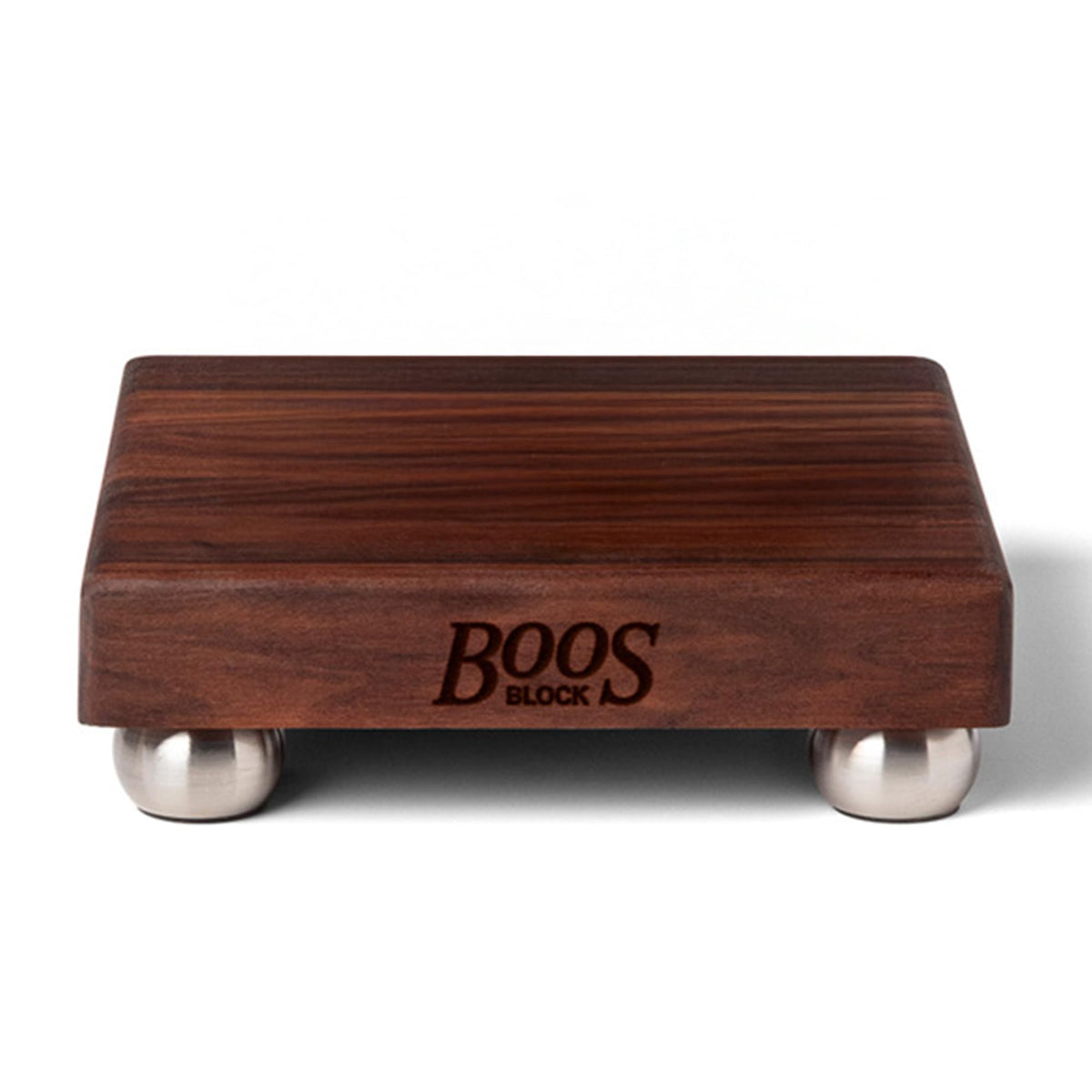 B Series Square Wooden Walnut Cutting Board 12”x12” (9"L x 9"W / Walnut with Stainless Steel Feet)