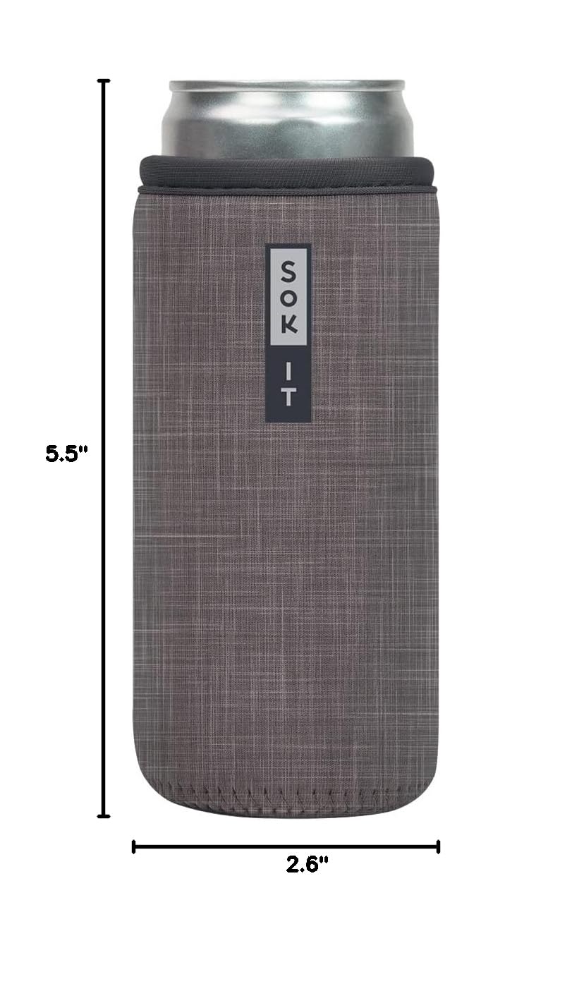 CanSok Sleeve for Beer & Soda Insulated Neoprene Cover (Anthracite / 12oz Slim Can Sleeve)
