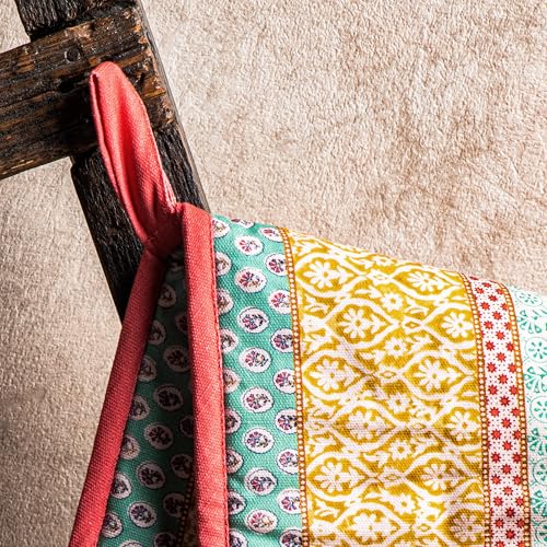 Double Oven Mitts 100% Cotton Double Oven Glove (002 - Provence / 7" x 35" (Double Oven Mitt))