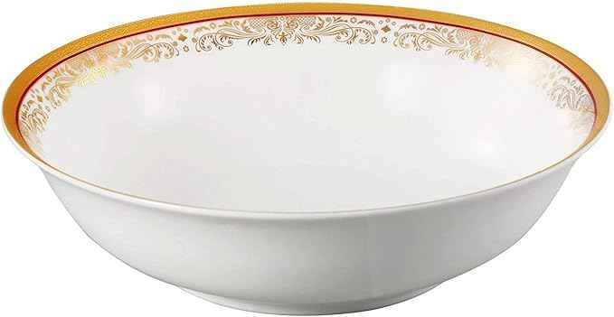 Lorren Home Trends La Luna Collection Bone China 57-Piece Red and 24K Gold Design Dinnerware Set, Service for 8