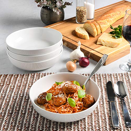 Zen Buffet 4 Piece 41oz Salad Bowls Porcelain Ceramic Chip and Scratch Resistant Pasta Bowl (4 Count)