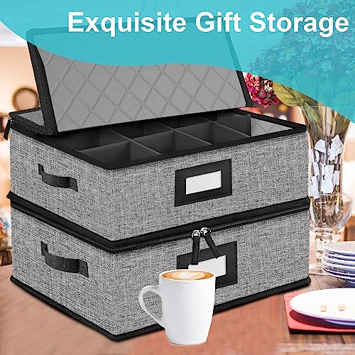 2PACK Quilted Mug Cup Storage Box (2 Pack Box for Cups and Mugs Quilted Hard Shell)
