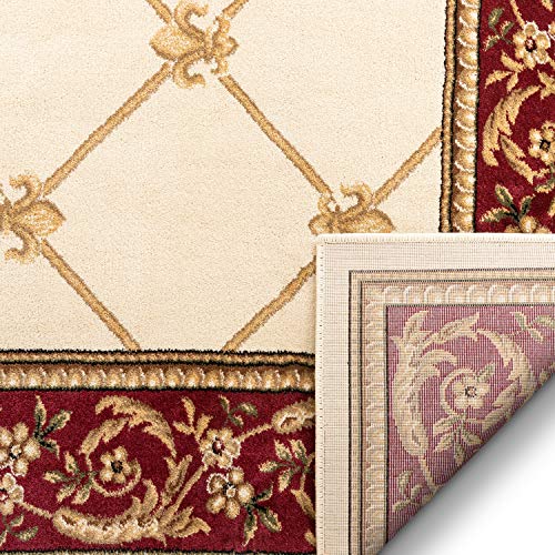 Timeless Collection Fleur De Lis Ivory 3x12 Runner Luxurious Traditional French Aubusson Oriental Area Rug Perfect for Living Room Bedroom or Dining Room Easy (2'7" x 12' (Runner) / Ivory)