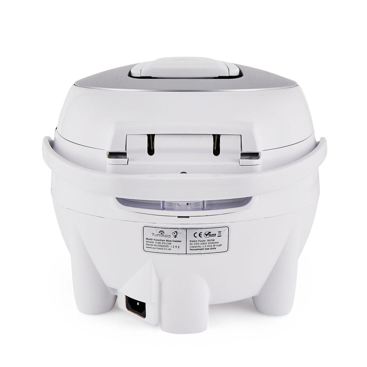 Sakura Rice Cooker with Ceramic Bowl and Advanced Fuzzy Logic (White and Silver)