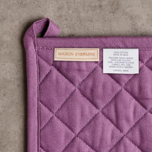 100% Cotton Oven Mitt & Pot Holder Set (071 - Pivoine / 7.5" x 13" & 8" x 8" (Oven Mitt & Pot Holder))