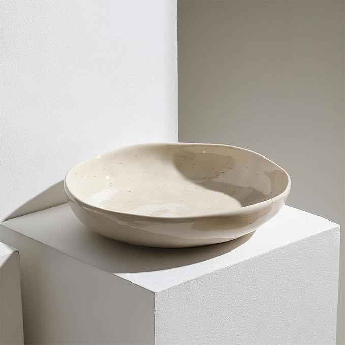 Stone Lain Mirella 4-Piece Pasta Bowl Set Stoneware, Microwave and Dishwasher safe, Beige