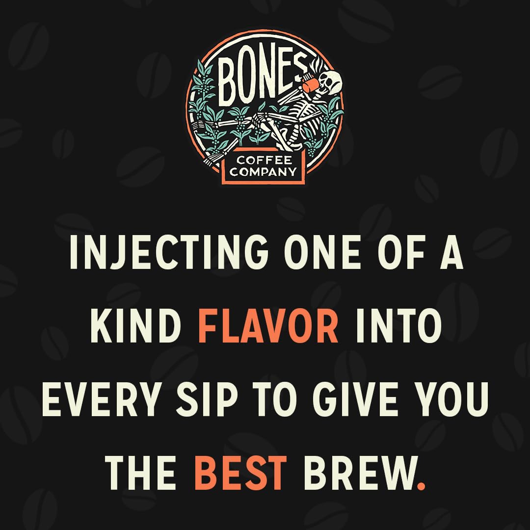 Bones Coffee Company Fallout Atomic Apple, Apple Pie Flavored Coffee, Medium Roast Low Acid Arabica Beans Compatible with Auto drip and French Press Coffee Maker, 12 Oz Ground