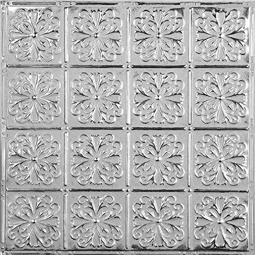 Tin Backsplash [5 (Pattern #27 Parisian Floral / Silver Washed White)