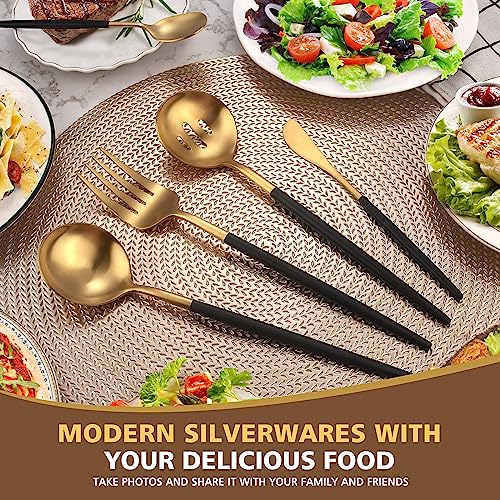 5pcs Matte Black Gold Serving Set (Blackgold / 5-piece)