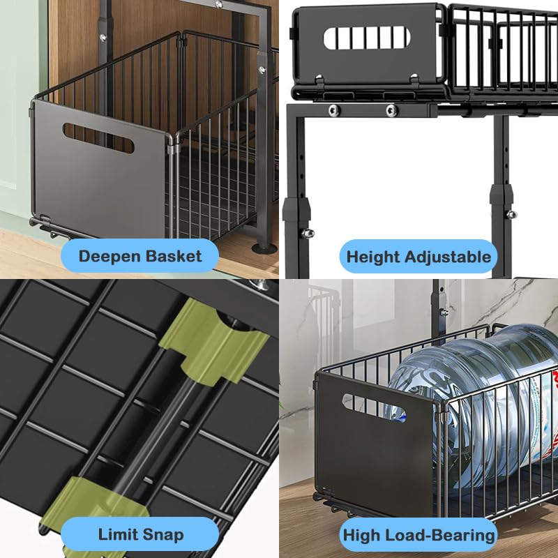 Under Sink Organizer with Adjustable Height (2 Pack)