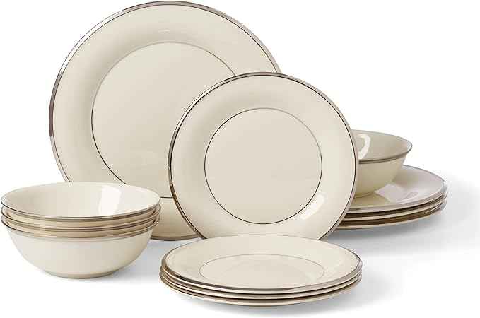 Lenox 896065 Solitaire 12-Piece Dinnerware Set, Service for 4