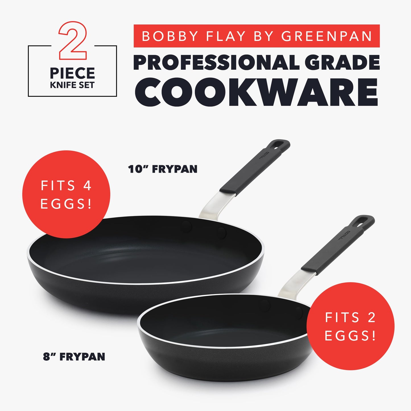 x Bobby Flay 2 Piece (8" and 10" Frying Pan Skillet Set / Black)