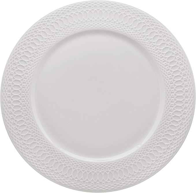 Mikasa Levi 40 Piece Bone China Dinnerware Set, Embossed Plates Bowls, Chip-Resistant, Lightweight, Elegant and Durable, Service for 8, White