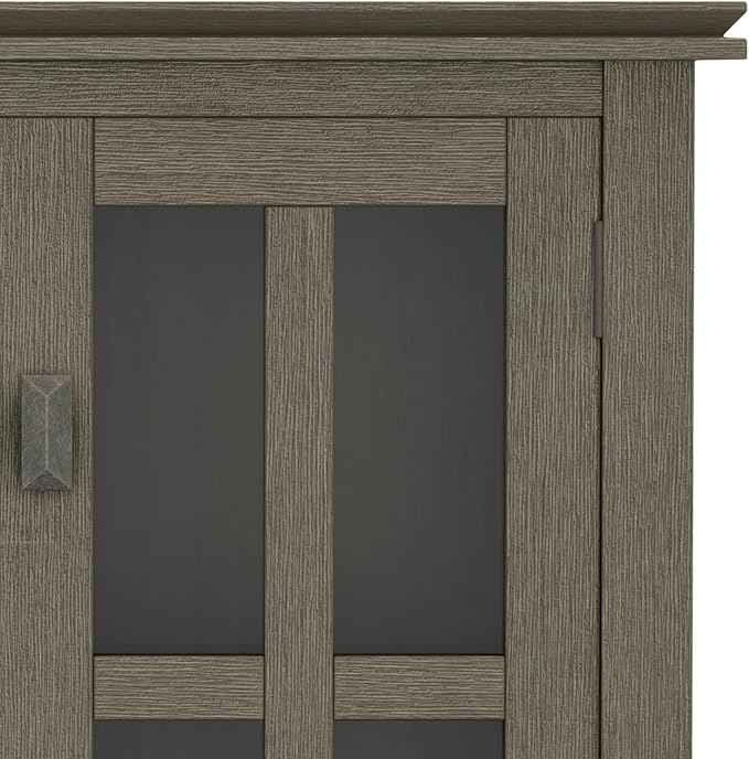 SIMPLIHOME Artisan SOLID WOOD 30 Inch Wide Contemporary Low Storage Cabinet in Farmhouse Grey, For the Living Room, Entryway and Family Room