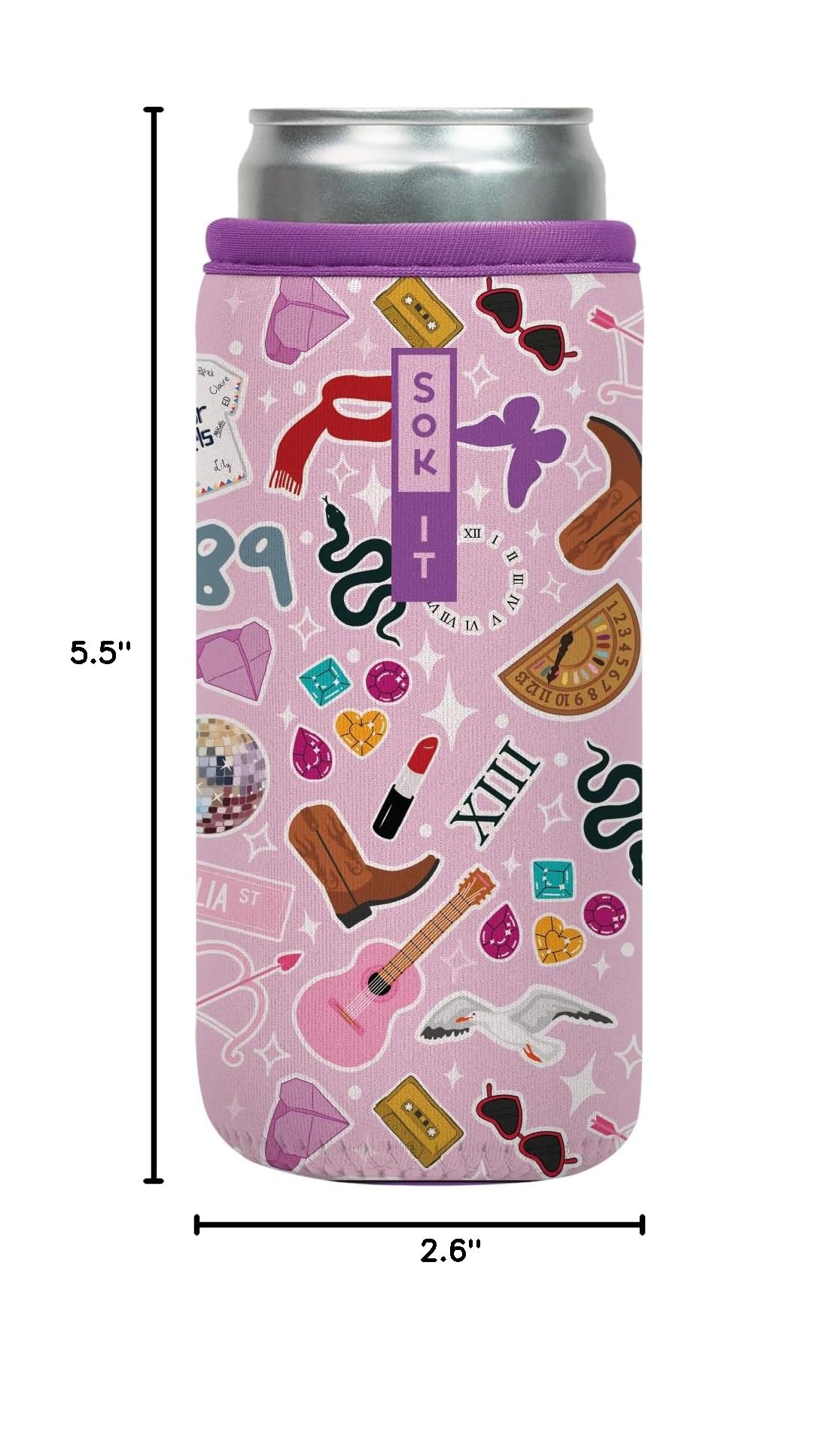 CanSok Sleeve for Beer & Soda Insulated Neoprene Cover (On Tour / 12oz Slim Can Sleeve)