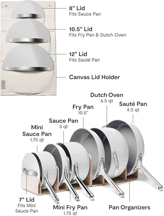 Caraway 24-Piece Nonstick Ceramic Cookware Set - Includes Fry Pans, Sauce, Sauté Pan, Dutch Oven, Petite Cooker, Stir Fry, Rondeau, Stock Pot, Lids & Storage Organizers - Gray