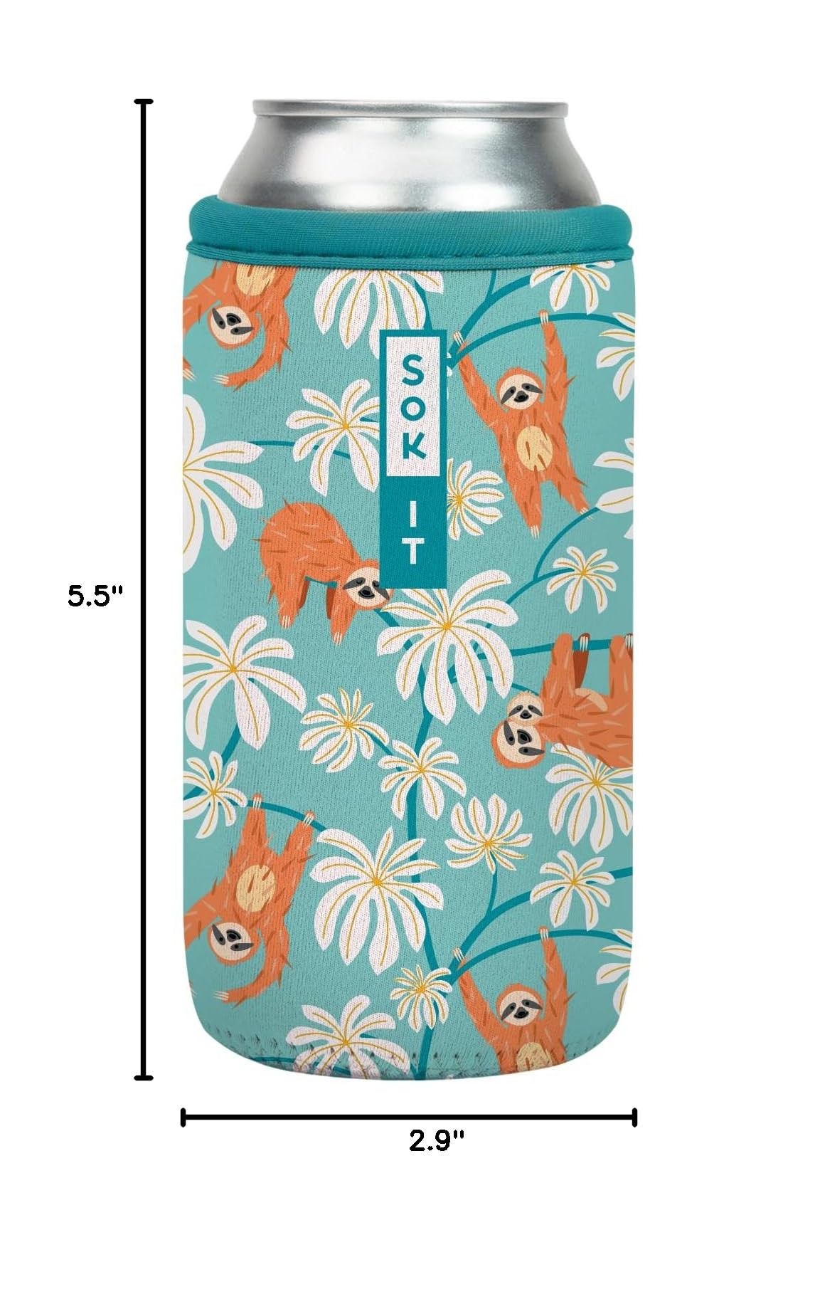 CanSok Sleeve for Beer & Soda Insulated Neoprene Cover (Slothing Around / 16oz Can Sleeve)