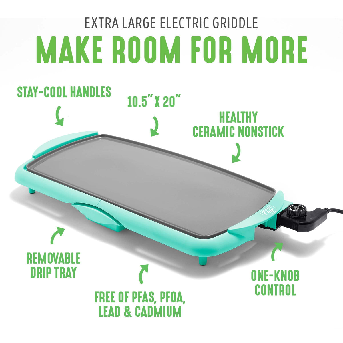 20" Extra Large Electric Griddle (Turquoise)