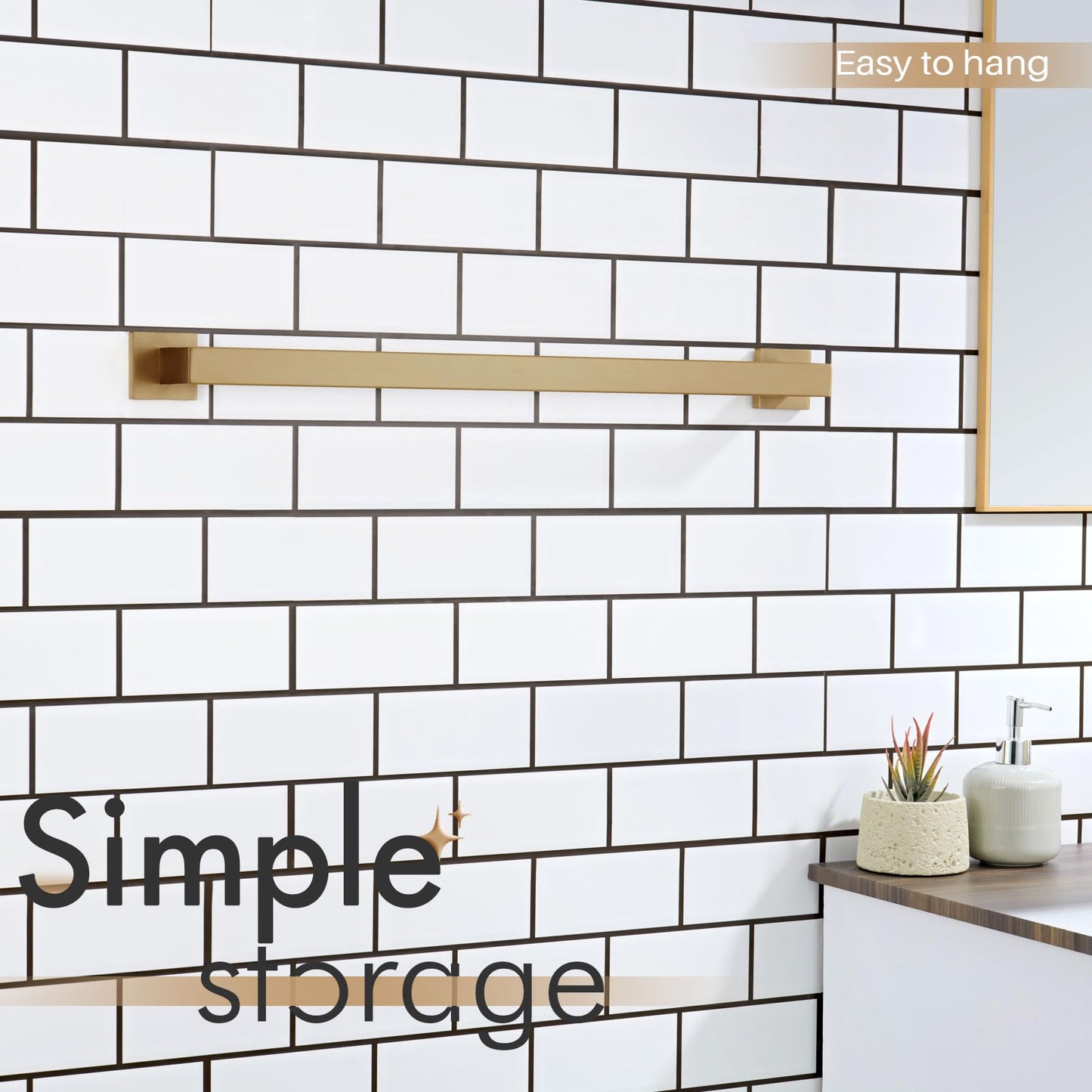 24 Inch Towel Rack for Bathroom Kitchen Towel Bars Wall Mount SUS304 Stainless Steel Towels Holder (Champagne Bronze / 24-Inch)