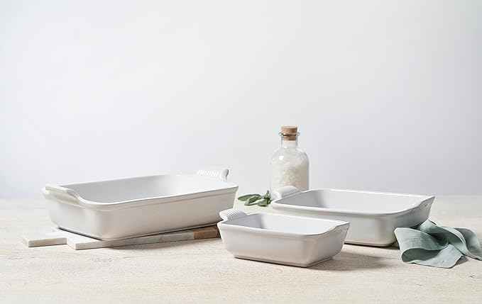 Le Creuset Stoneware Heritage Set 3 Rectangular Dishes, Peche