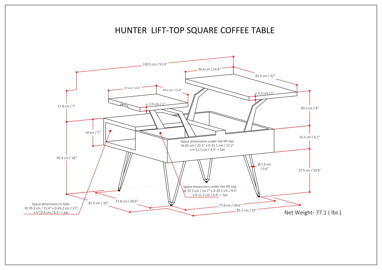 Hunter 32" Wide Solid Mango Wood Coffee Table in Umber Brown