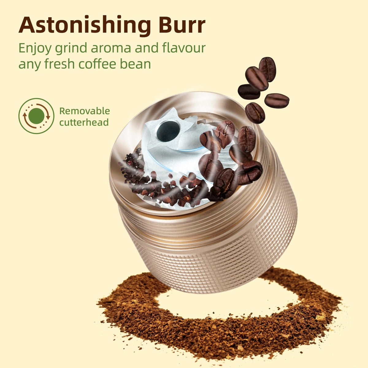 Popsweet C38 Manual Coffee Grinder (Starlight silver)