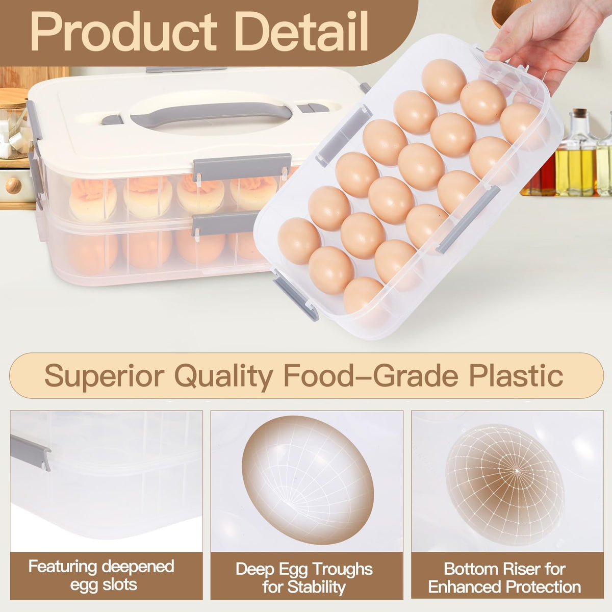 2 Layer Deviled Egg Containers With Lid (White)