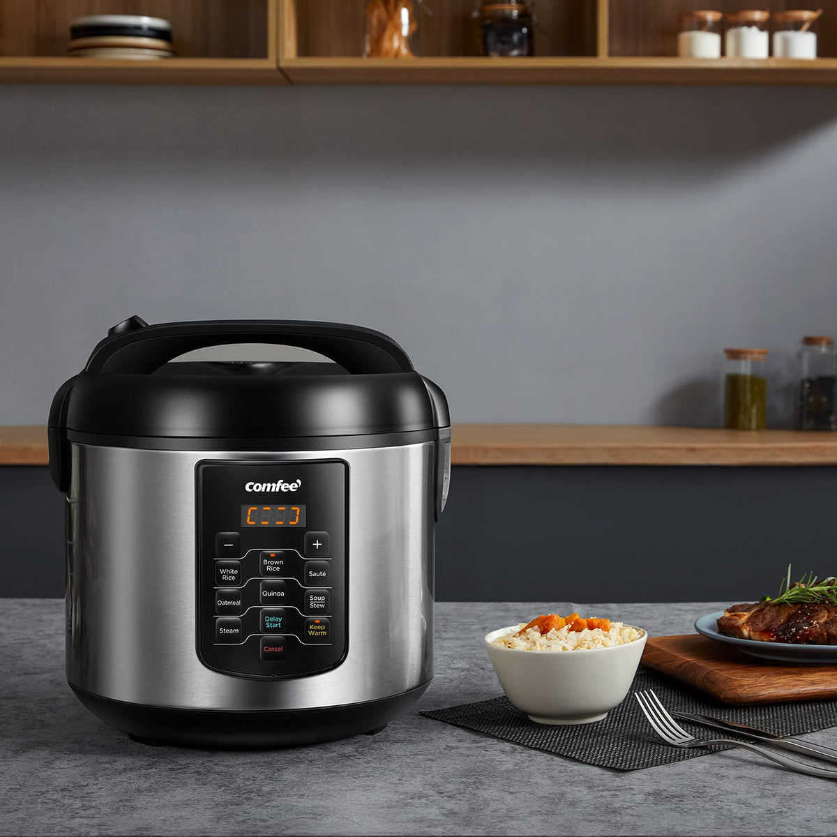 Large Rice Cooker with 8 (10 Cups Uncooked_8 Presets)
