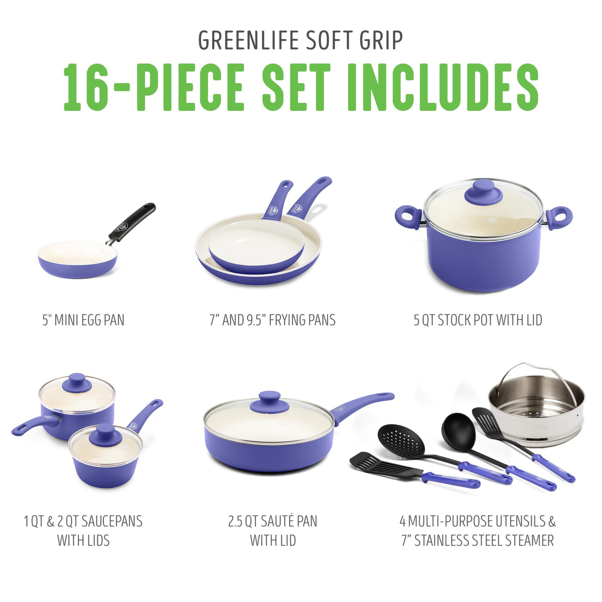 16 Piece Ceramic Nonstick Pots & Pans Cookware Set
