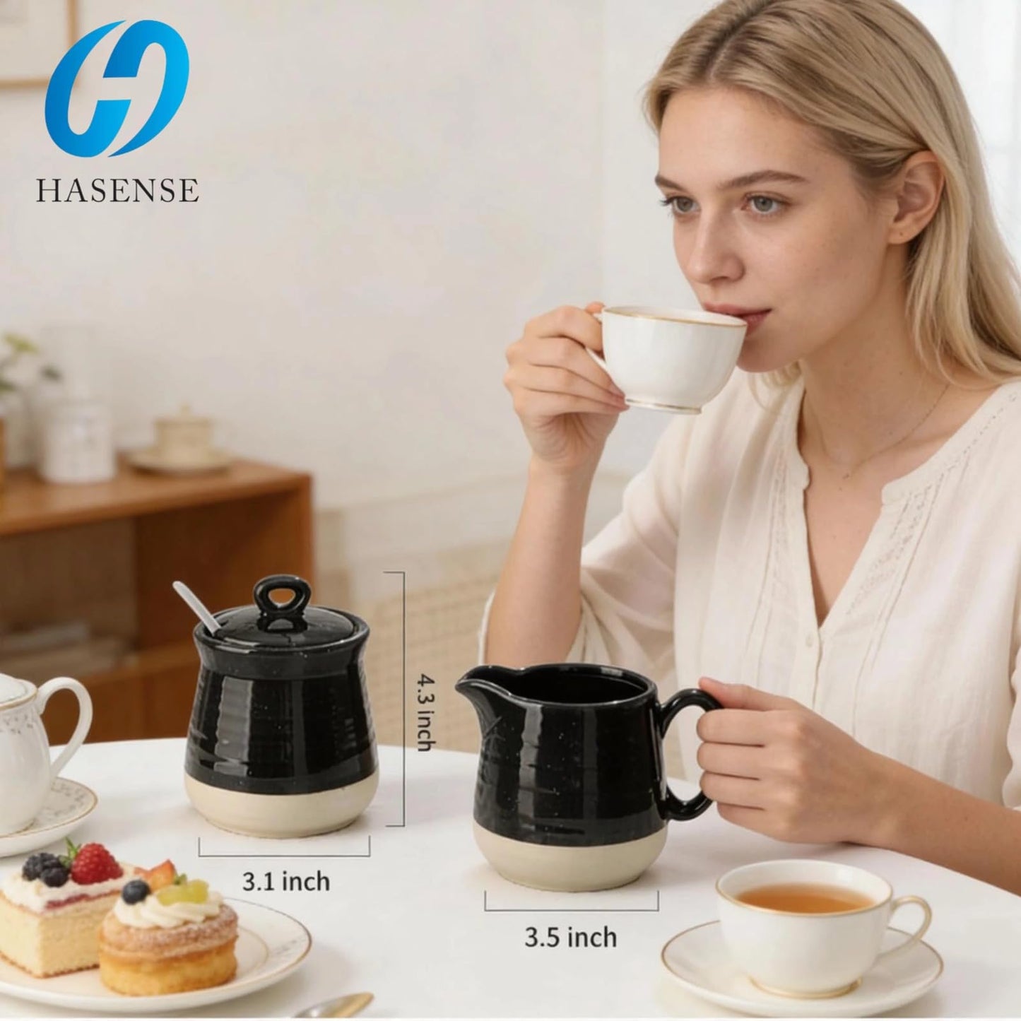 Porcelain Sugar and Creamer Set (10 Ounce)