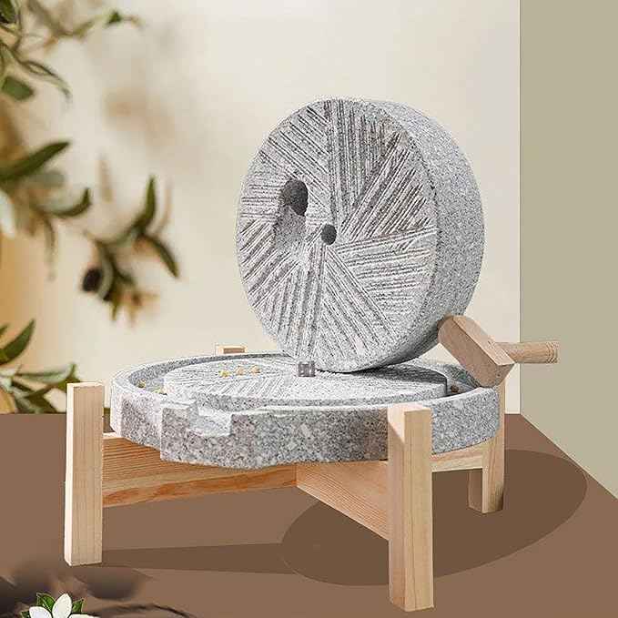 Traditional Stone Grain Mill-Natural Spice Grinder,Dry/Wet Graphite Machine,Perfect Kitchen Tool For Healthy Cooking(25cm/9.8in)