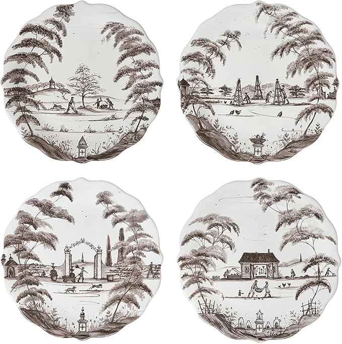 Juliska Country Estate Party Plate Assorted Set/4 - Flint Grey