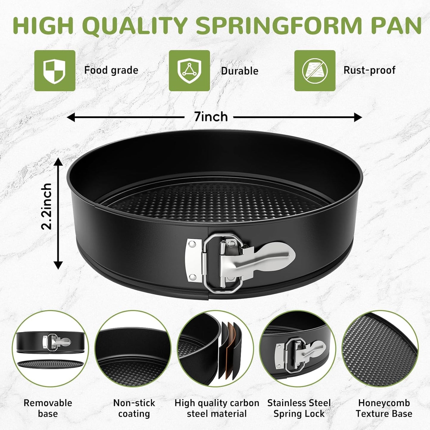 7 Inch Springform Pan with Removable Bottom, Non-stick Round Spring Form Cake Mold Cheesecake Pan For Baking - HomeSpice