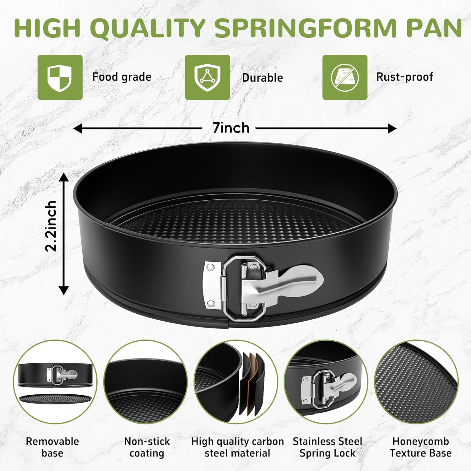 7 Inch Springform Pan with Removable Bottom, Non-stick Round Spring Form Cake Mold Cheesecake Pan For Baking - HomeSpice