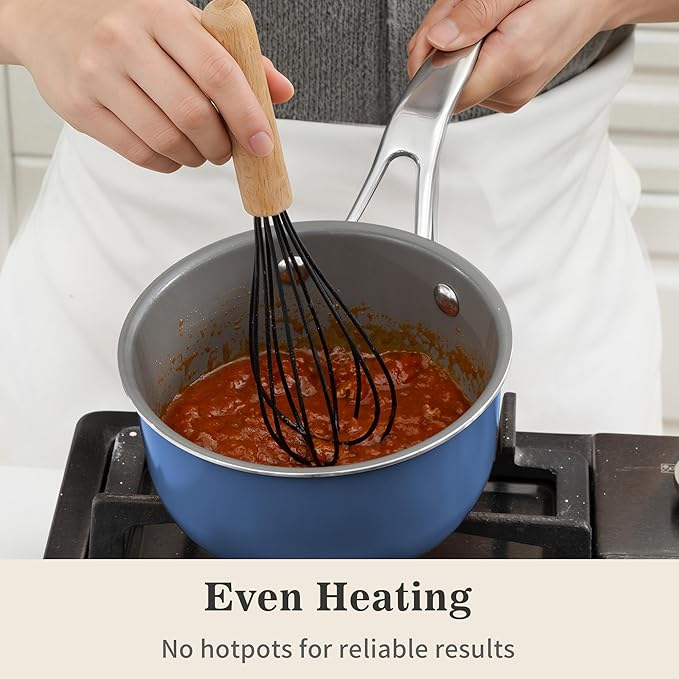 10-Piece Ceramic Nonstick Cookware Set with Lids - PFAS/PTFE/PFOA-Free, Interior & Exterior Ceramic Coating -Easy to Clean- Kitchen Storage-All Stovetop Compatible & Oven-Safe up to 480°F