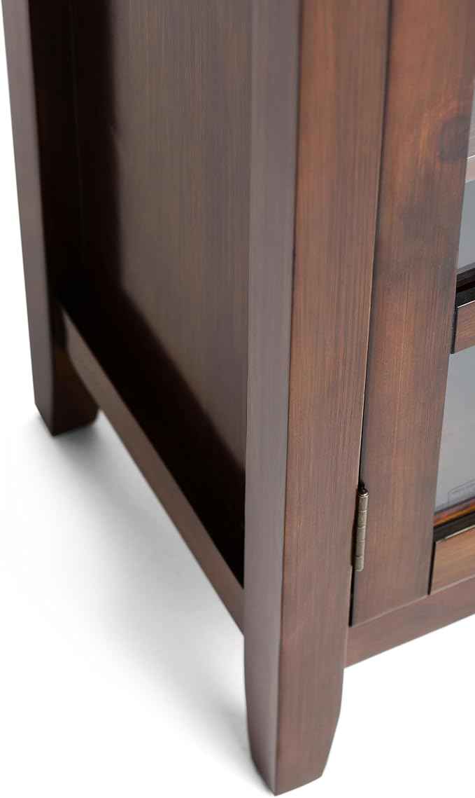 SIMPLIHOME Artisan SOLID WOOD 38 Inch Wide Transitional Medium Storage Cabinet in Russet Brown, For the Living Room, Entryway and Family Room