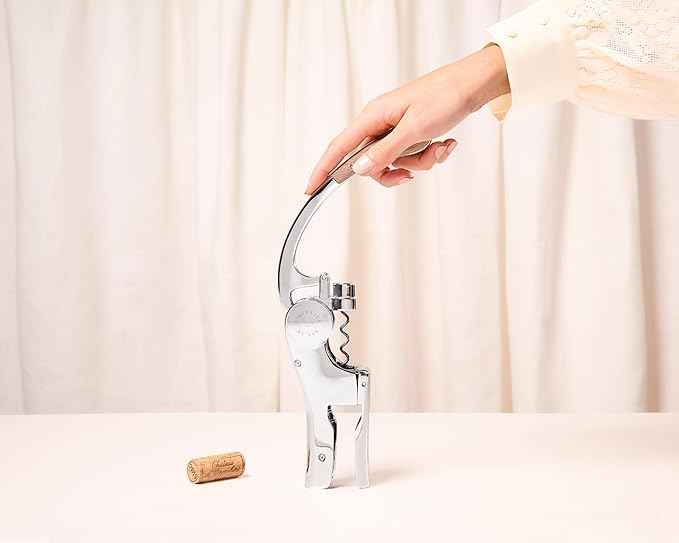 L'Atelier du Vin Oeno Motion Silver & Wood Lever Corkscrew | Luxury Wine Bottle Opener Premium Gift Box Hand Made Wine Tasting Accessories, Sommelier, Bartenders, Table Centerpiece Designed In France