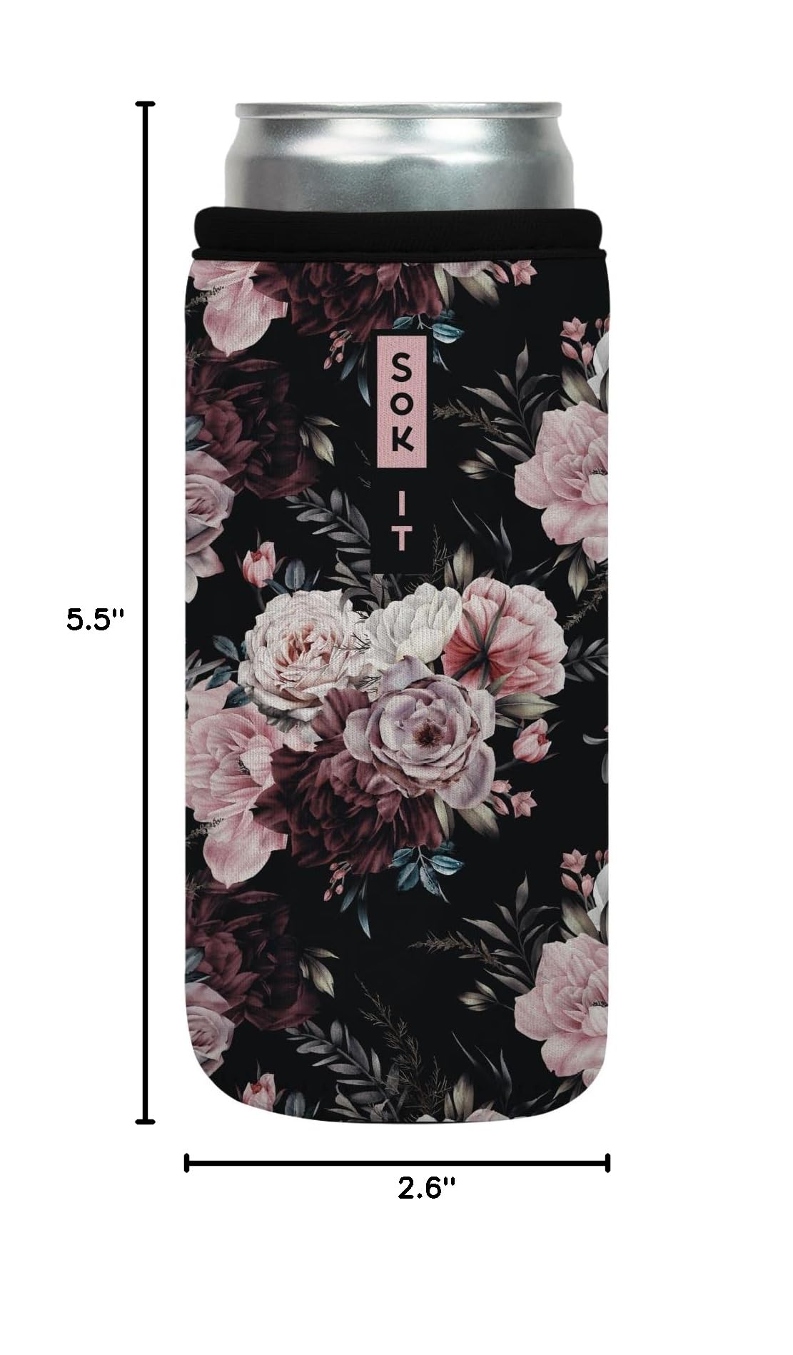 CanSok Sleeve for Beer & Soda Insulated Neoprene Cover (Bloom at Night / 12oz Slim Can Sleeve)