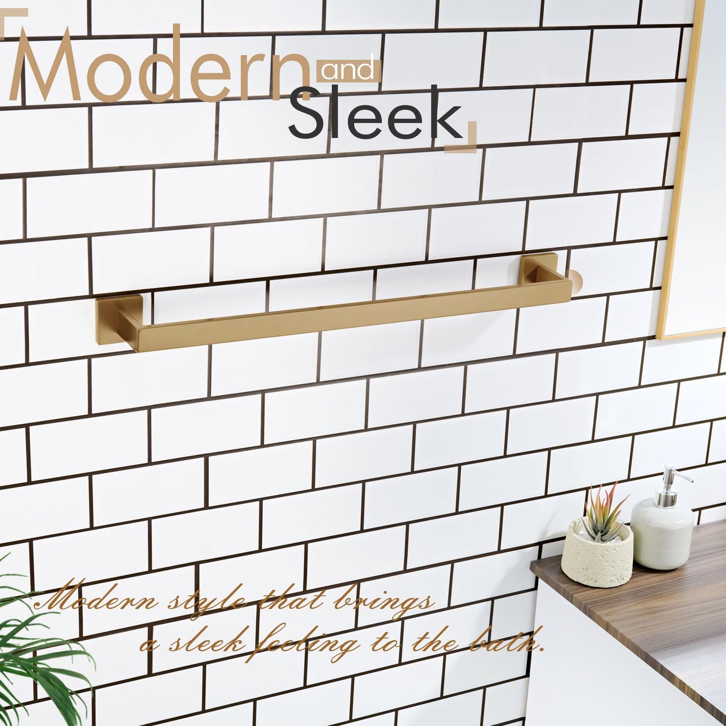 24 Inch Towel Rack for Bathroom Kitchen Towel Bars Wall Mount SUS304 Stainless Steel Towels Holder (Champagne Bronze / 24-Inch)