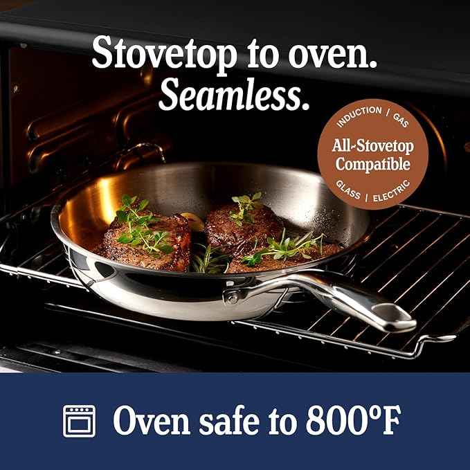 LEGEND COOKWARE 5-Ply Stainless Steel Cookware Set, 7-Piece Pots and Pans Set - Induction Compatible, Oven Safe 800°F - Non-Toxic, No Coatings - Built to Last Generations
