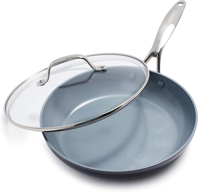 GreenPan Valencia Pro Ceramic Nonstick 10” Frying Pan Skillet with Lid, Hard Anodized PFAS-Free Cookware, Induction Ready & All Cooktops, Eggs & Omelets, Dishwasher & Oven Safe to 600F, Gray